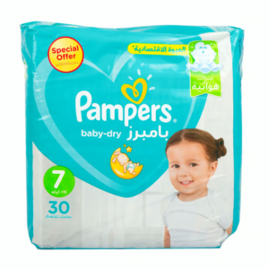 PAMPERS BABY DRY SIZE SEVEN 30 DIAPERS